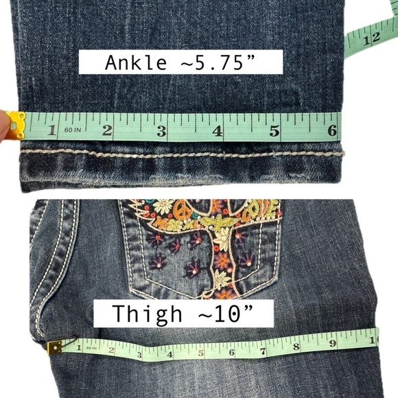 Miss Me JP5727S5 Psychedelic Wing Cross Pocket Skinny Blue Jeans Size 29 - Picture 9 of 13